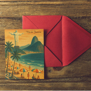 Colourful Rio de Janeiro Brazil Copacabana Beach Postcard
