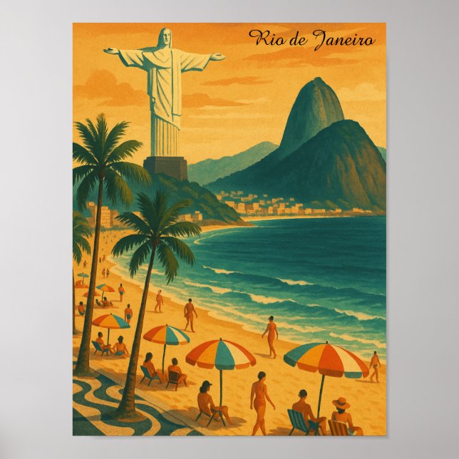 Colourful Rio de Janeiro Brazil Copacabana Beach Poster (Front)