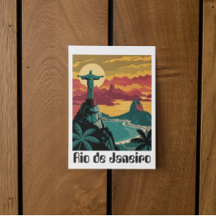 Colourful Rio de Janeiro Brazil Travel Art Postcard