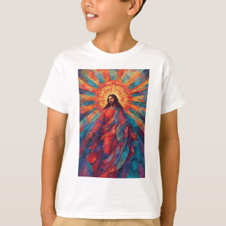 Colourful Risen Jesus Christian Kid's Tee Shirt