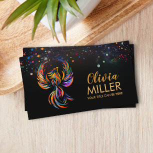 Colourful Rising Phoenix Bird Business Card
