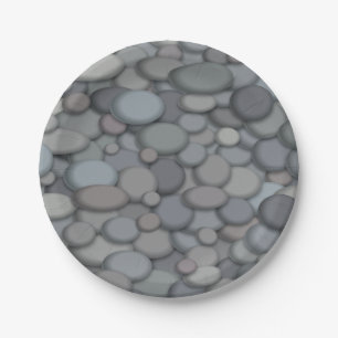 Colourful River Rock Pebbles Art Paper Plate