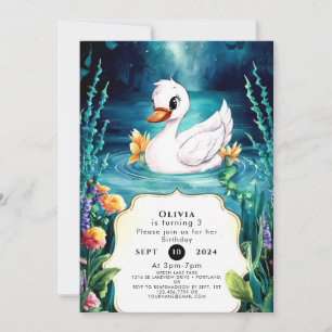Colourful River Swan Birthday Invitation