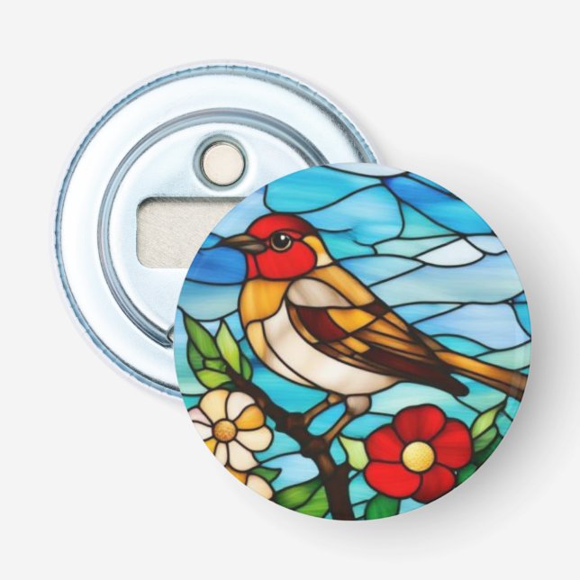 Colourful Robin Bottle Opener (Front)