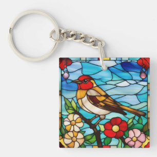 Colourful Robin Keychain