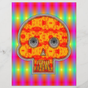 Colourful Robot Skull On Rainbow Background