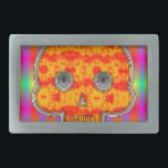 Colourful Robot Skull On Rainbow Background Belt Buckle<br><div class="desc">A sci-fi inspired robot skull. All digital image. Original drawing.</div>