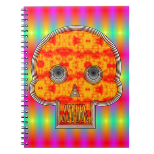 Colourful Robot Skull On Rainbow Background Notebook