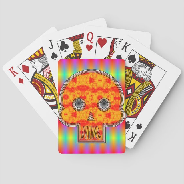 Colourful Robot Skull On Rainbow Background Playing Cards (Back)