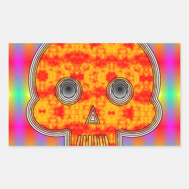 Colourful Robot Skull On Rainbow Background Sticker (Front)