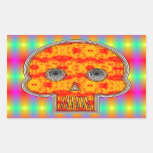Colourful Robot Skull On Rainbow Background Sticker