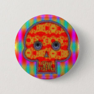 Colourful Robot Skull Painting 2 Inch Round Button