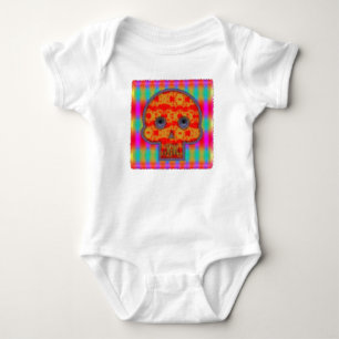 Colourful Robot Skull Painting Baby Bodysuit