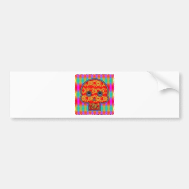 Colourful Robot Skull Painting Bumper Sticker (Front)