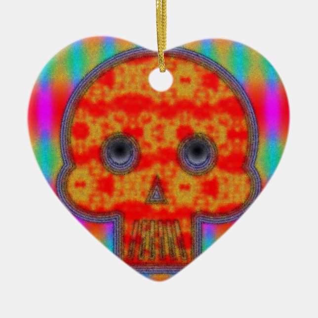 Colourful Robot Skull Painting Ceramic Ornament (Front)