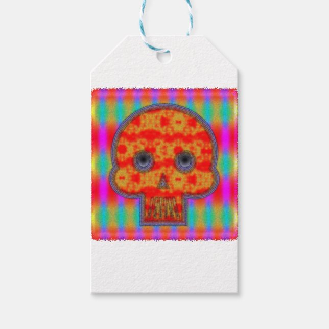 Colourful Robot Skull Painting Gift Tags (Front)
