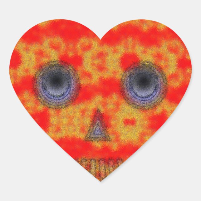 Colourful Robot Skull Painting Heart Sticker (Front)