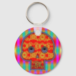 Colourful Robot Skull Painting Keychain