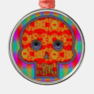 Colourful Robot Skull Painting Metal Ornament