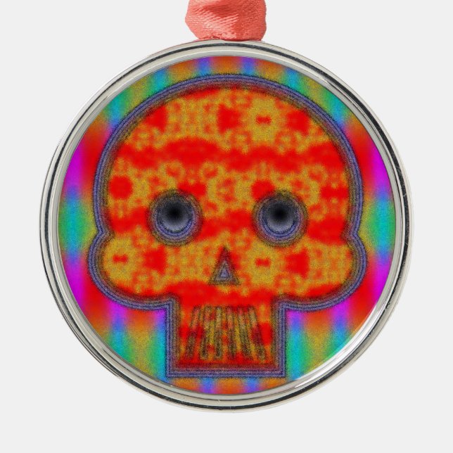 Colourful Robot Skull Painting Metal Ornament (Front)