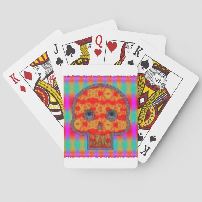 Colourful Robot Skull Painting Playing Cards (Back)