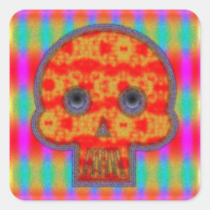 Colourful Robot Skull Painting Square Sticker
