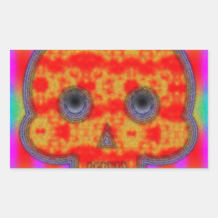 Colourful Robot Skull Painting Sticker