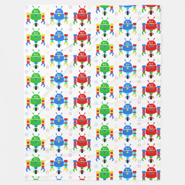 Colourful Robots Kids Duvet Cover Fleece Blanket (Front)