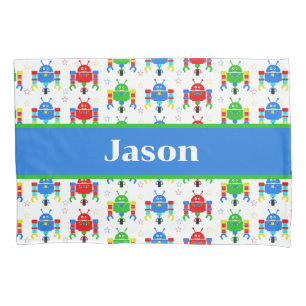 Colourful Robots Kids Personalized Pillowcase