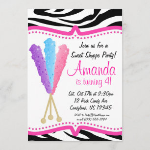 Colourful Rock Candy Birthday Party Invitation