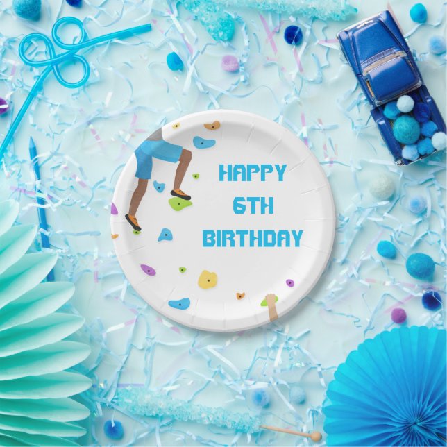 Colourful Rock Climbing Party  Paper Plate (Party)