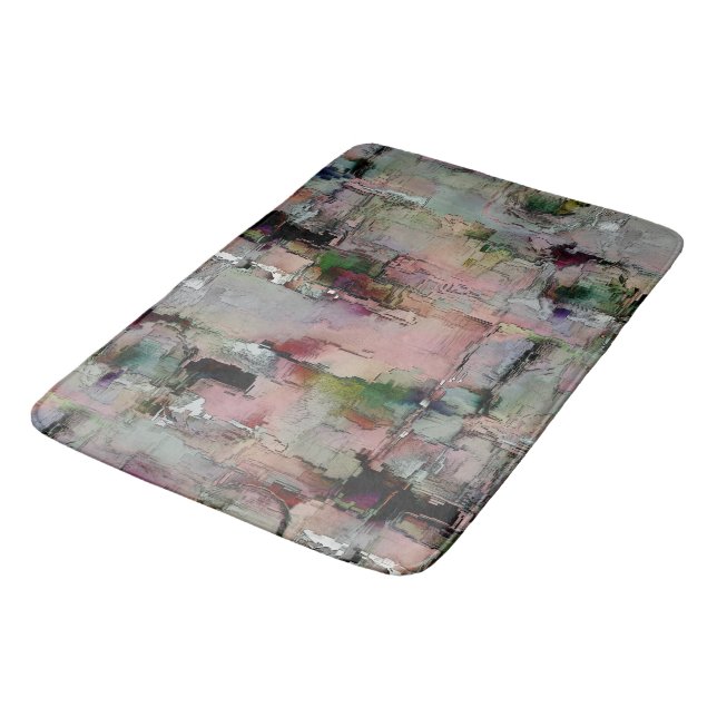 Colourful rock predominated salmon to greenish gre bath mat (Angled)