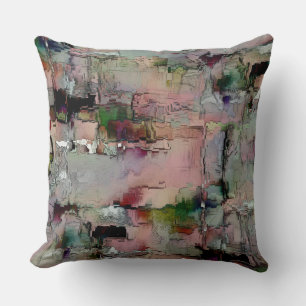 Colourful rock predominated salmon to greenish gre throw pillow