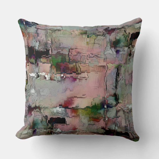 Colourful rock predominated salmon to greenish gre throw pillow (Front)