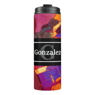 Colourful Rock Thin Section with Name and Monogram Thermal Tumbler