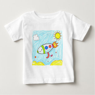 Colourful Rocket Doodle Fun Space Art Baby T-Shirt