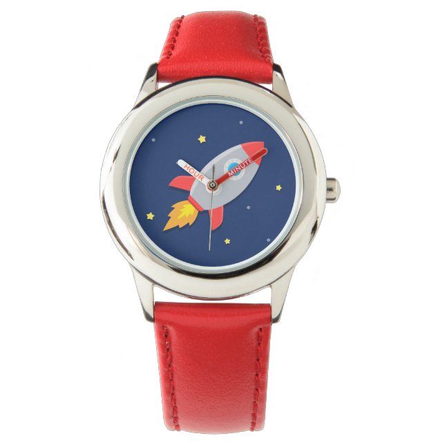 Colourful Rocket Ship, Outer Space, For Kids Watch (Front)