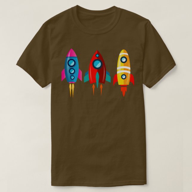 Colourful Rocket Ships Astronaut Long Sleeve  T-Shirt (Design Front)
