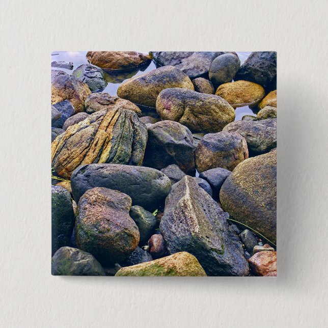 Colourful rocks    2 inch square button (Front)