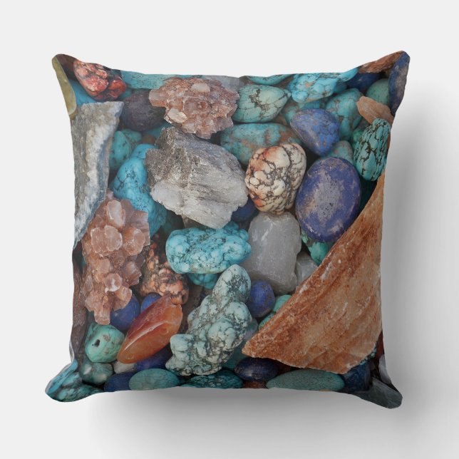 Colourful rocks, stones, pebbles design throw pillow (Front)