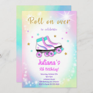 Colourful Roller Skate Birthday Invitation