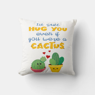 Colourful romantic Cactus fun Valentine Throw Pillow