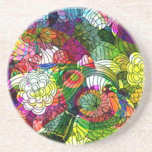 Colourful Romantic Floral Collage Coaster