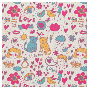 Colourful romantic pattern fabric