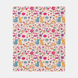 Colourful romantic pattern fleece blanket
