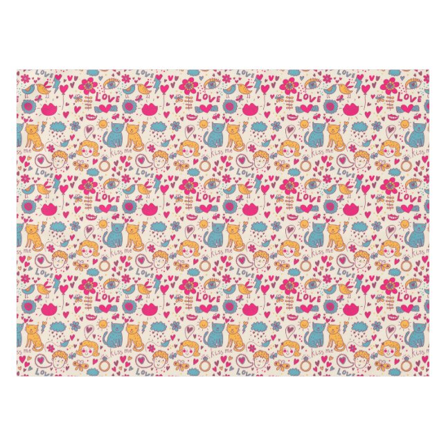 Colourful romantic pattern tablecloth (Front (Horizontal))