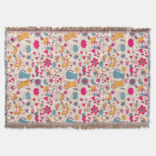 Colourful romantic pattern throw blanket