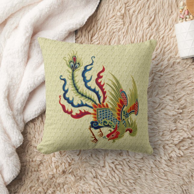 Colourful Rooster Art Throw Pillow (Blanket)