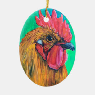 Colourful Rooster Ceramic Ornament