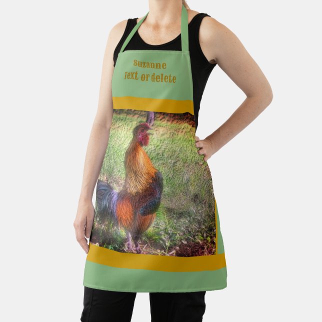 Colourful Rooster Crowing Country Personalized Apron (Insitu)